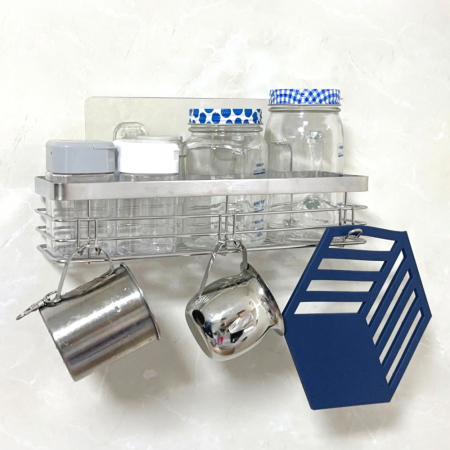 올지 무타공 주방선반 양념통선반 부착형 싱크대 수납 정리대 컵 업소용 스텐 #3