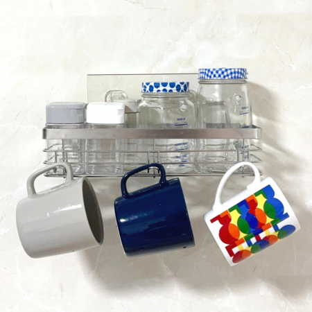 올지 무타공 주방선반 양념통선반 부착형 싱크대 수납 정리대 컵 업소용 스텐 #9