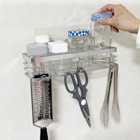 올지 무타공 주방선반 양념통선반 부착형 싱크대 수납 정리대 컵 업소용 스텐 #2