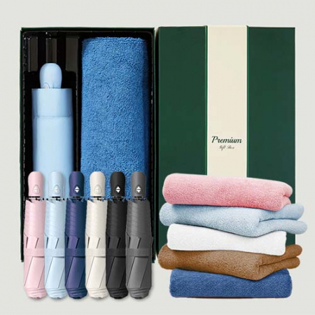 라이트핏 초경량 3단자동 암막양우산+보송보송데일리 순면타올155g 우산타올 선물세트 #2
