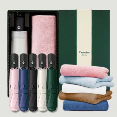 라이트핏 블랙그립 원터치 3단자동 암막양우산+보송보송 데일리 순면타올155g 우산타올 선물세트