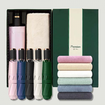 라이트핏 블랙골드그립 3단수동 암막양우산+송월타올라이트무지130g 우산타올 선물세트 #2