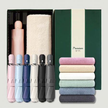 라이트핏 초경량3단 암막양우산+송월타올라이트무지130g 우산타올 선물세트 #2