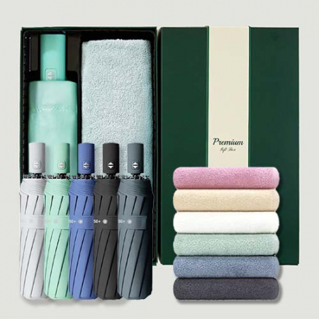 원터치 12k 더블살대 3단암막양우산+송월타올라이트무지130g 우산타올 선물세트 #2