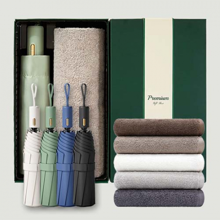 라이트핏 로얄버튼 3단자동 암막양우산+송월타올뉴라이트무지150g 우산타올 선물세트 #2