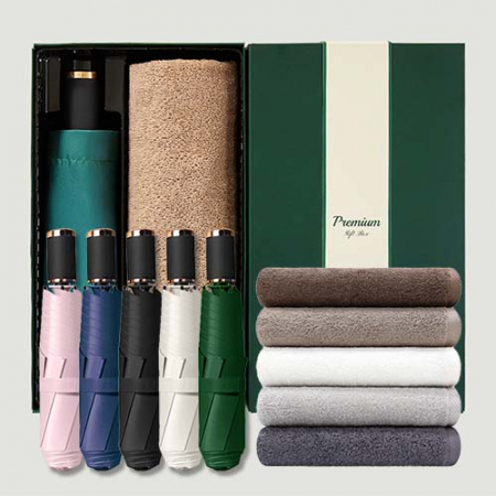라이트핏 블랙골드그립 3단수동 암막양우산+송월타올뉴라이트무지150g 우산타올 선물세트 #2