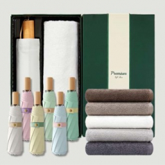 라이트핏 도토리파스텔 3단수동 암막양우산+송월타올라이트무지150g 우산타올 선물세트