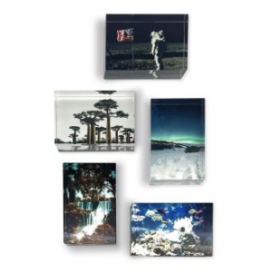 르웨이 풀컬러 크리스탈 유리 문진 사각형