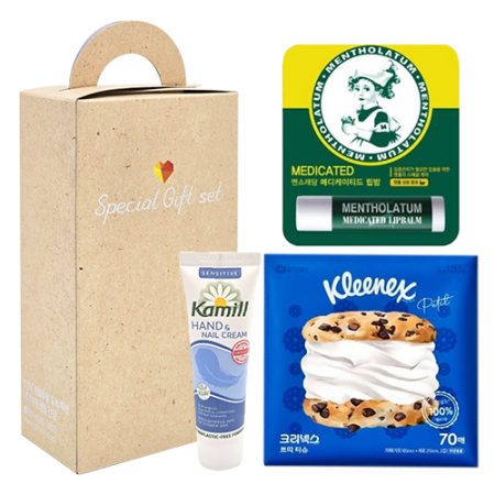 보습케어 3종(카밀핸드크림로션+멘소래담립밤 메디케이티드+크리넥스티슈 휴대용 쁘띠휴지) #2