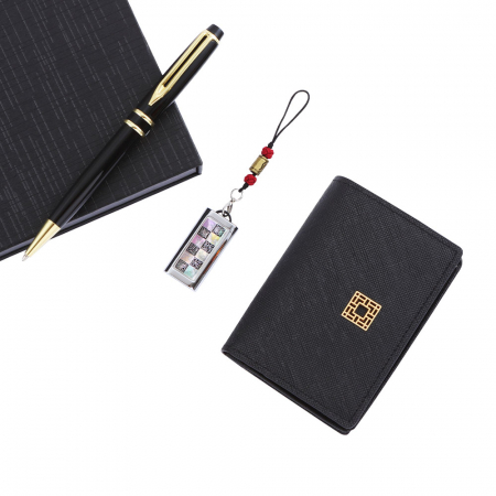 전통기념품 고급 금장 볼펜 소가죽 완자문 명함지갑 전통 자개 대용량 USB #3