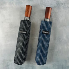 고티바쉬 스트라이프 우드 3단우산 UV차단 우양산 8K