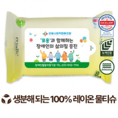 생분해 에코닉 그린 라벨형 엠보 물티슈 60g (10매)