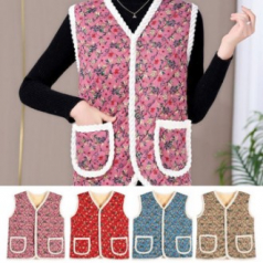 할머니 조끼 꽃무늬 김장 털조끼 레트로 양털 조끼