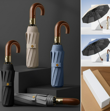 우드 3단 자동 우산 고급 UV차단 선물 행사품 사은품 #2