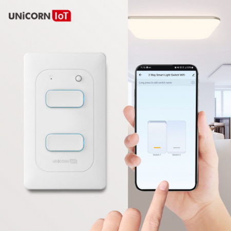 [유니콘IoT] Iot 2구 스마트 벽스위치 무선원격제어 자동불끄기 WIFI방식 TS-SW2 #2