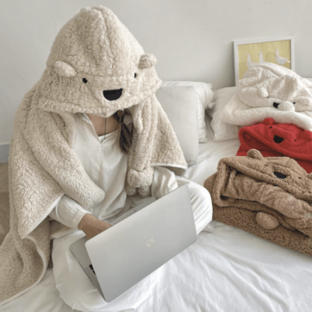 후드담요 망토담요 곰돌이담요 무릎담요 학생담요 #2