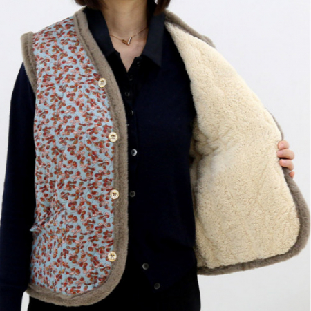 방한조끼 보온조끼 융털조끼 겨울조끼 방한복 꽃무늬조끼 #2