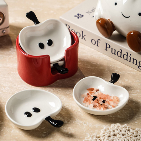 파파러브 사과모양 도자기 소스 접시 #2