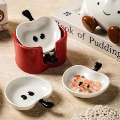 파파러브 사과모양 도자기 소스 접시