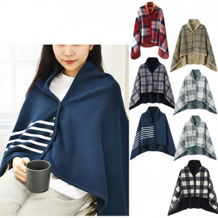 겨울 방한용품 따뜻한 극세사 망토담요 똑딱이 무릎담요 보온 숄담요 #2