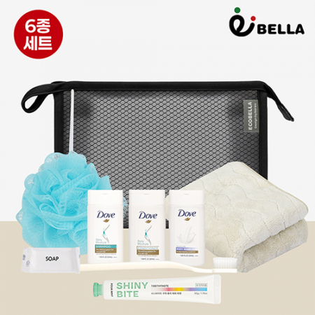 [에코벨라] 투톤 배색 메쉬파우치 6종 여행용 세트 (C) #2
