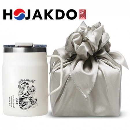 한국전통 호작도 파우더 머그 독도보틀 480ml 보자기포장 선물세트 #3