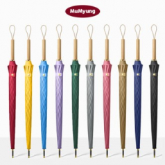 무명 16K 우드핸들 자동 장우산