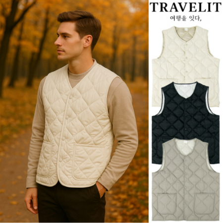 트래블잇 데일리 웜 초경량 패딩 조끼 웜아이보리 #2