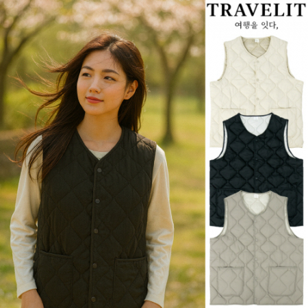 트래블잇 데일리 웜 초경량 패딩 조끼 웜블랙 #2