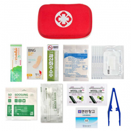 휴대용 하드케이스 미니 구급함+구급용품 10종 #2