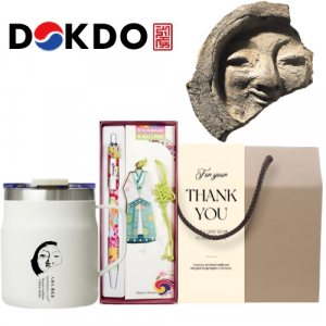 한국전통 신라의 미소 파우더 머그 독도보틀 380ml 볼펜 책갈피 북마크 기념품 선물세트