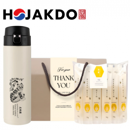 한국전통 호작도 텀블러 독도보틀 보온보냉 원터치 470ml 사양 벌꿀 스틱 10개입 선물세트 #2