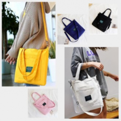 주머니 캔버스 칼라 에코백 크로스백 수납 다용도 보조가방 학교 학원 행사 행사