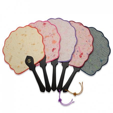 (기성)전통부채 오색 연엽 선 매듭포함 부채 실크인쇄 #2