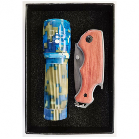 밀리터리 스타일 줌-인 후레쉬 + 우드손잡이 나이프 #2