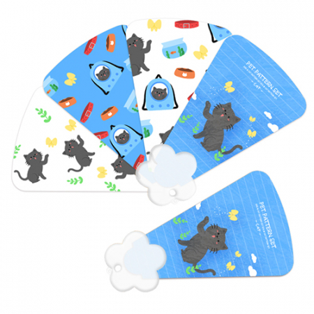 (PP)칼라인쇄 4단(꽃모양자루) 부채 #2