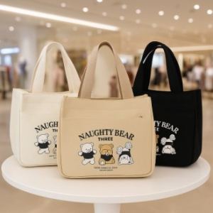 온스 데일리 개구쟁이 곰 캔버스백 에코백