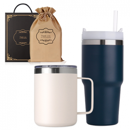 텀블러 600ml 1개 스텐머그컵 360ml 1개 선물세트 투톤 스트로우 텀블러 이중진공 빨대텀블러 #2
