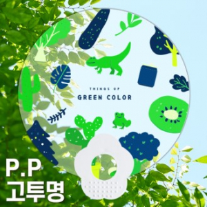 (PP)단면칼라인쇄 PP 고투 명 0.6T 원형 지압 꽃자루부채