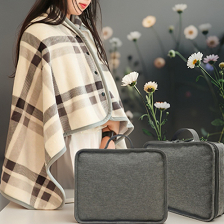 똑딱 휴대용 체크극세사 가방세트 담요 #2