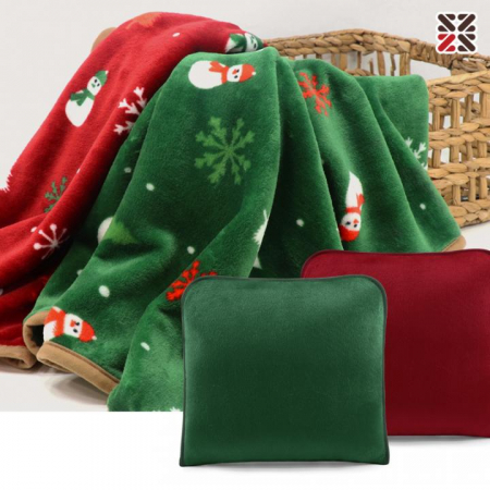 루무드 크리스마스 눈사람 극세사 쿠션 담요 #2