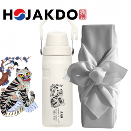 한국전통 에디션 까치호랑이 호작도텀블러 독도보틀 패스트플로우 450ml 보자기 선물포장 #3