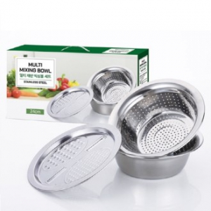 리빙아트 더깊은 채반.채칼.믹싱볼3P(24cm)