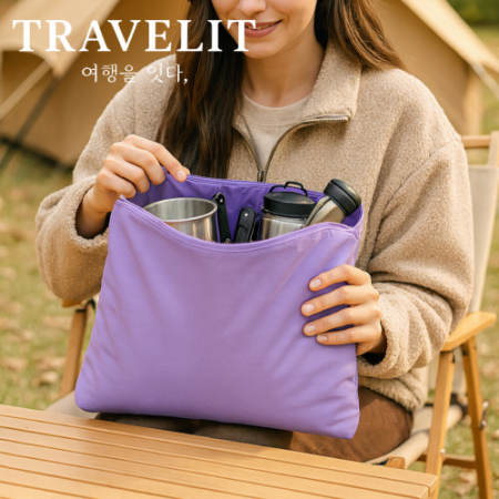 트래블잇 컬러풀 여행용파우치 大형 퍼플 #3
