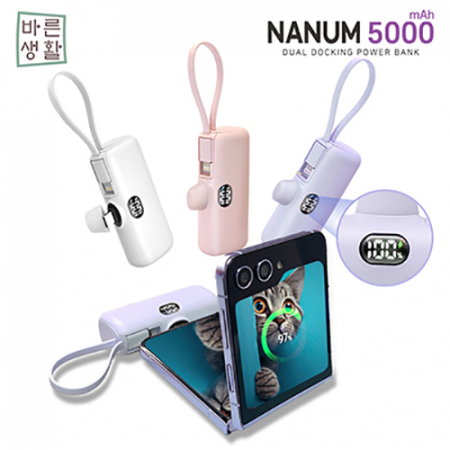 바른생활 나눔5000 듀얼 도킹 일체형 보조배터리 5000mAh #2