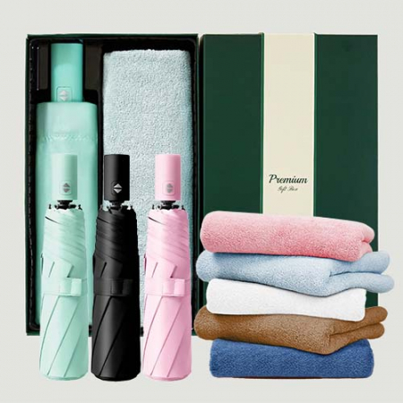 라이트핏 3단8K 완전자동 양우산+보송보송데일리순면타올155g 우산타올선물세트 #2