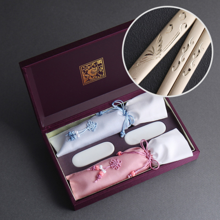 장수학 손조각 방짜유기 2P (도자기받침)(수저집) #2