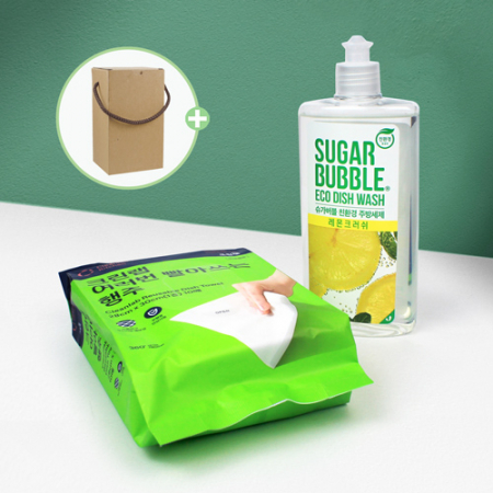 크린랩  빨아쓰는 행주 10매입 + 슈가버블 주방세제 2종 세트 #2