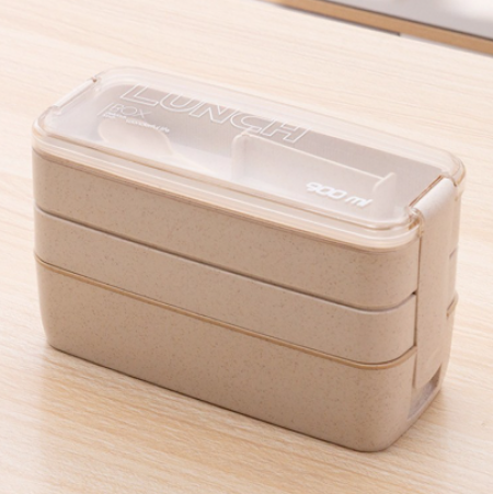 3단 도시락 전자렌지용 런치박스 숟가락 포크 포함 #2