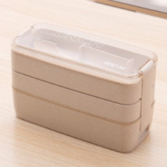 3단 도시락 전자렌지용 런치박스 숟가락 포크 포함